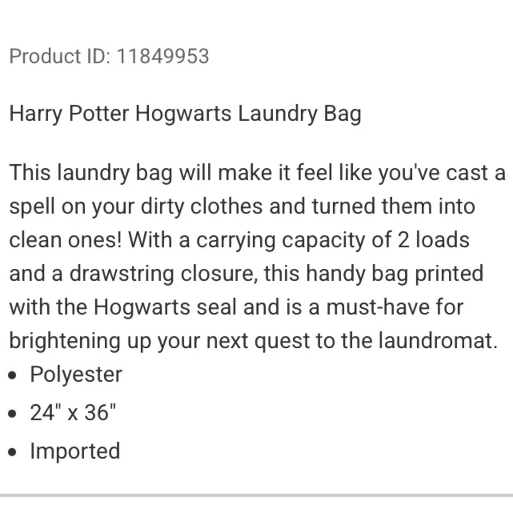 HARRY POTTER HOGWARTS LAUNDRY BAG! Drawstring Duffel Storage Organizing Shopping